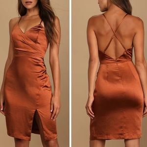 Lulu's Copper Satin Dress